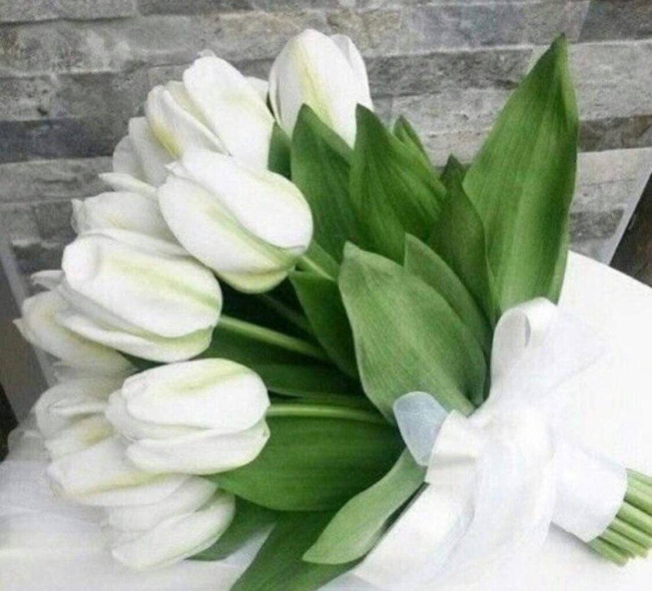 Букет из белых тюльпанов