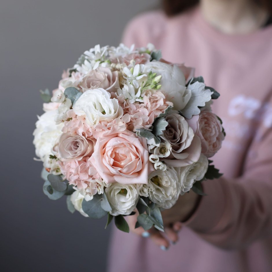 Свадебный букет в пудровом цвете