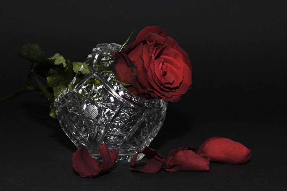 Розы в хрустальной вазе