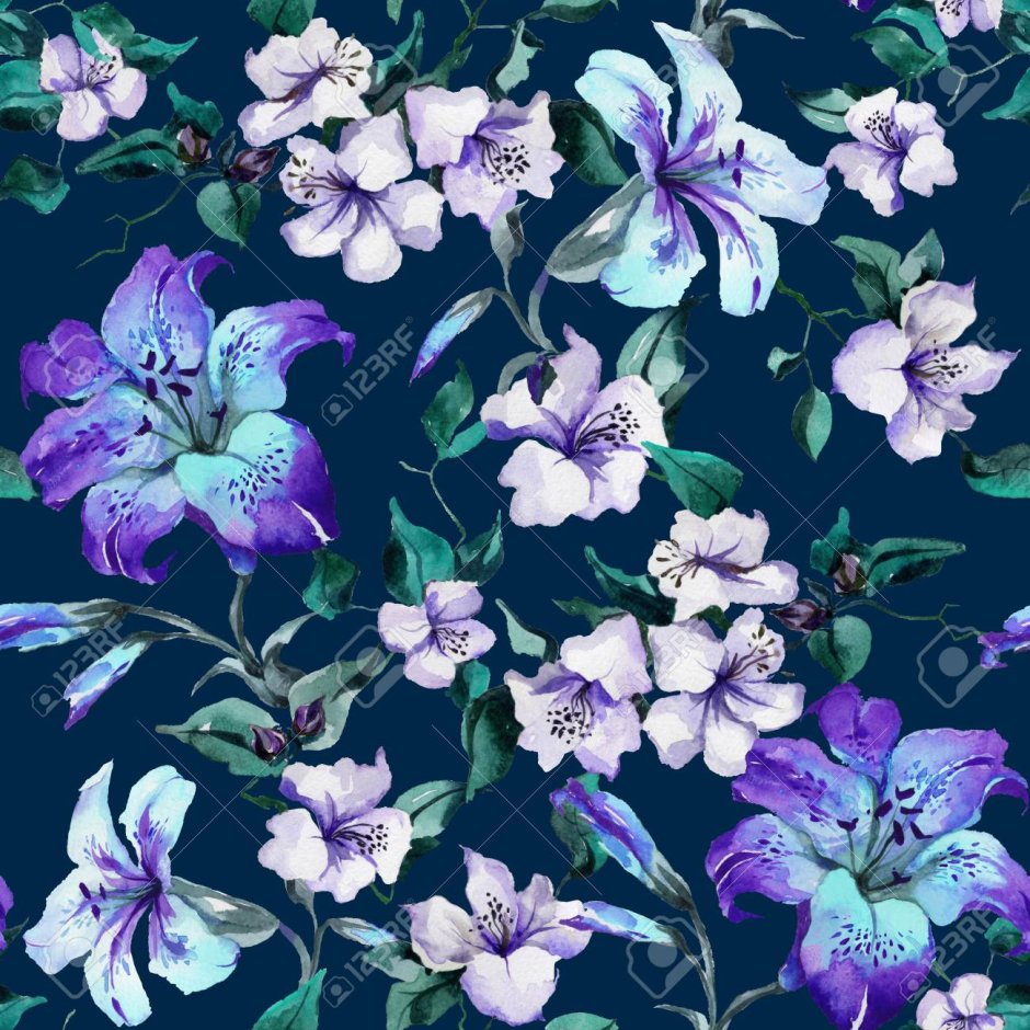 Сиреневая Лилия рисунок на ткани