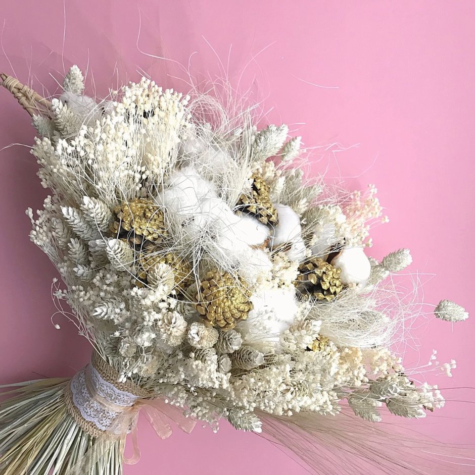 Гипсофилы с сухоцветами букет невесты