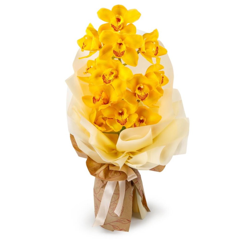 Букет с желтой орхидеей