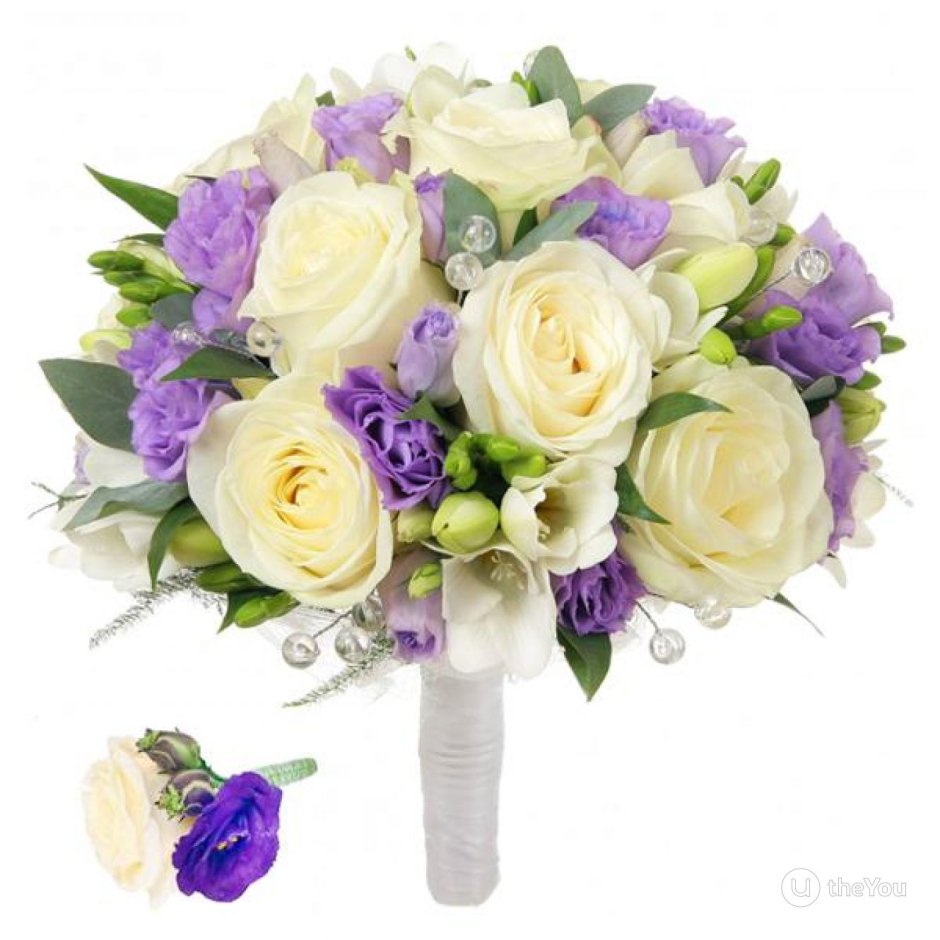 Свадебный букет невесты розы лизиантус