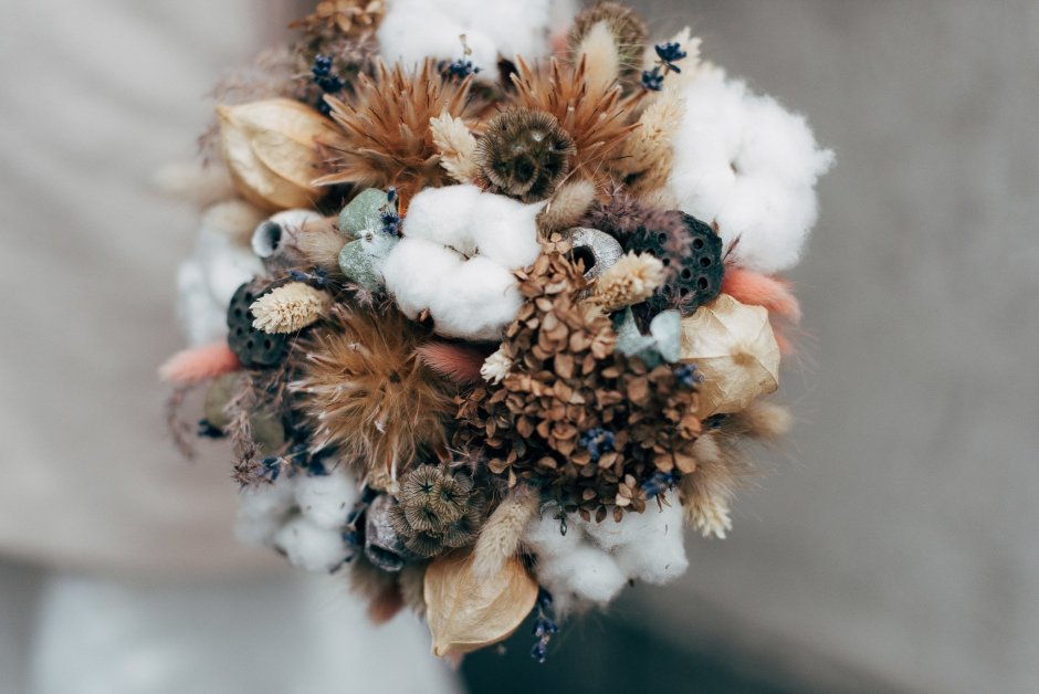 Букет невесты зимой сухоцветы