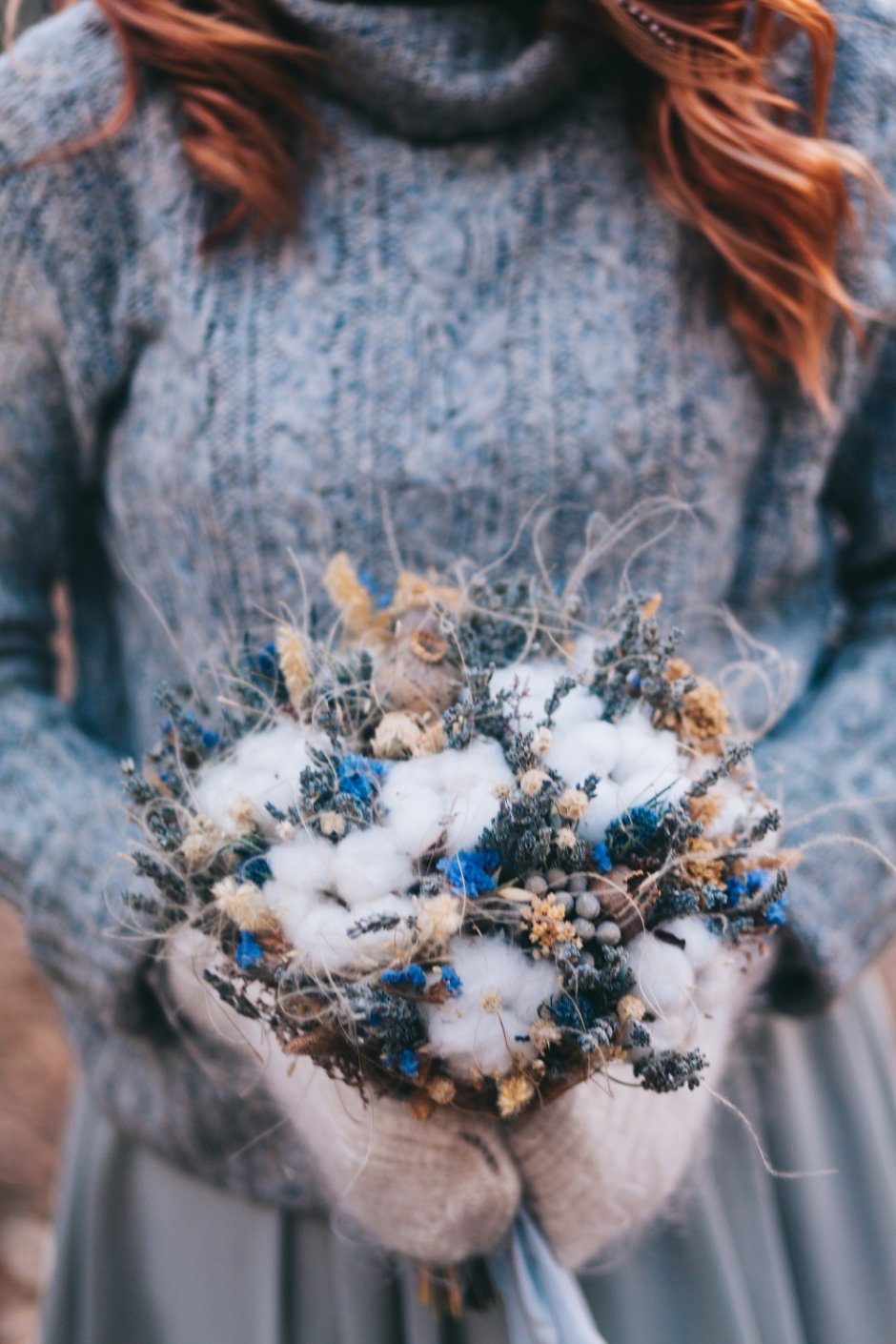 Зимний свадебный букет с синим