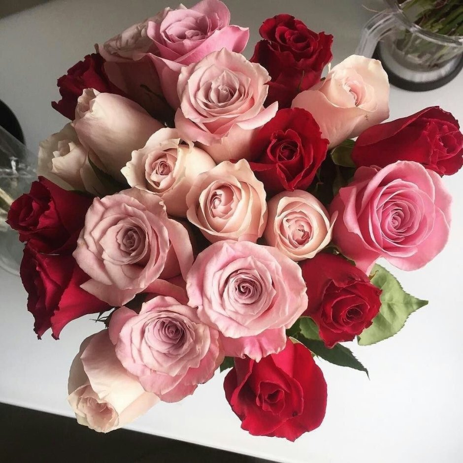 Букет розовые розы инст