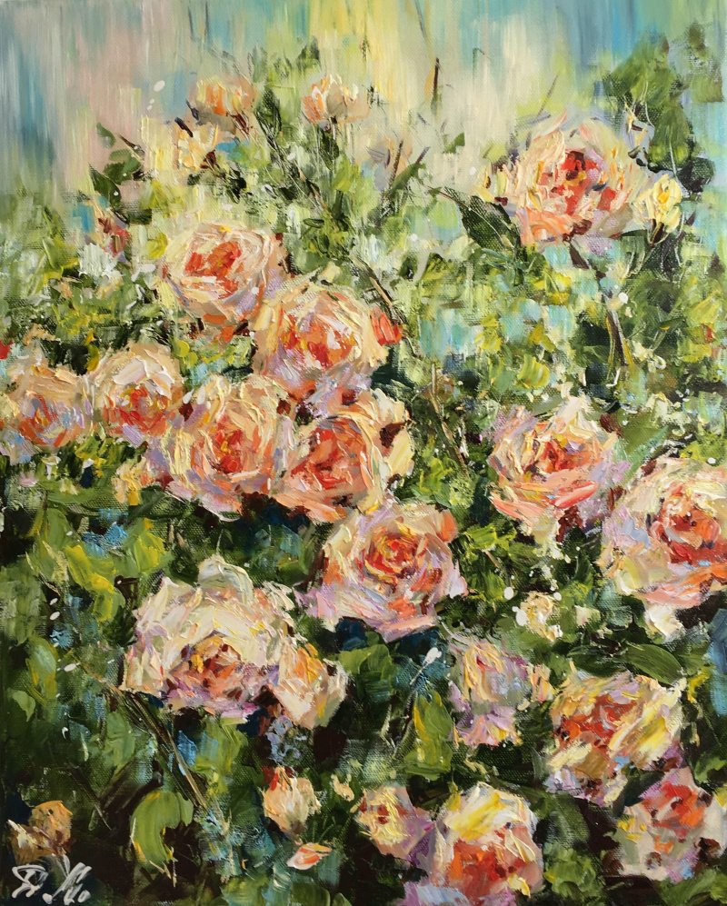 Картины Аугуст хермансер-розы живопись на холсте