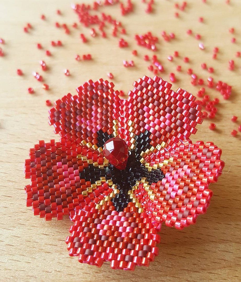 Кирпичное плетение бисером цветы