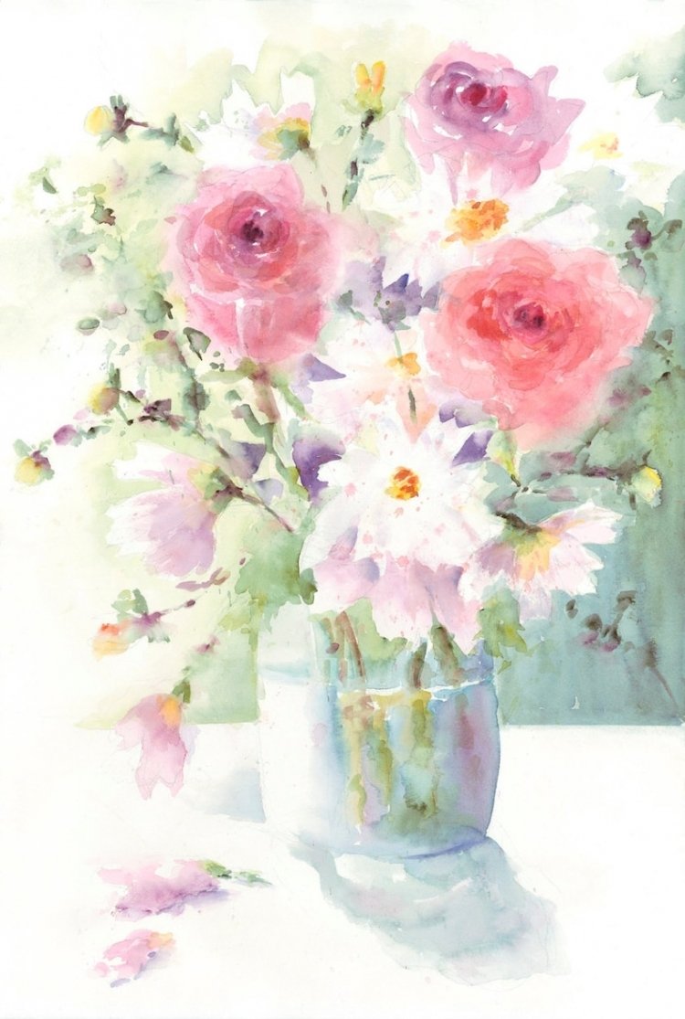 Букет цветов акварелью