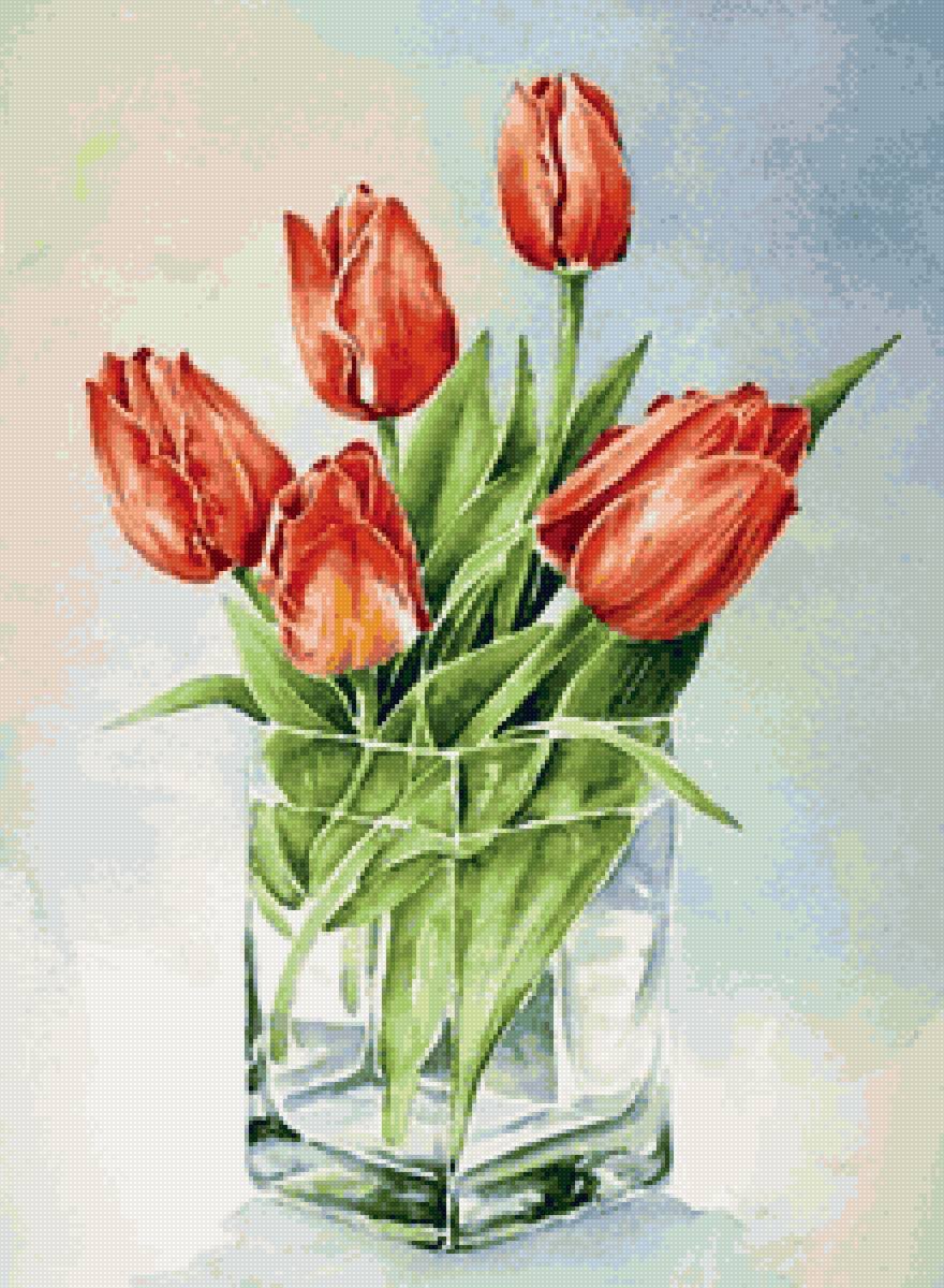 Анастасия Беседина тюльпаны акварелью