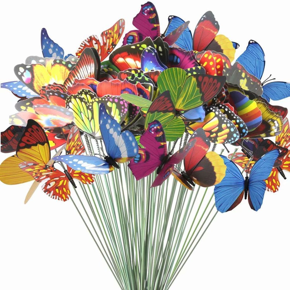 Букет из бабочек с разноцветной гирляндой