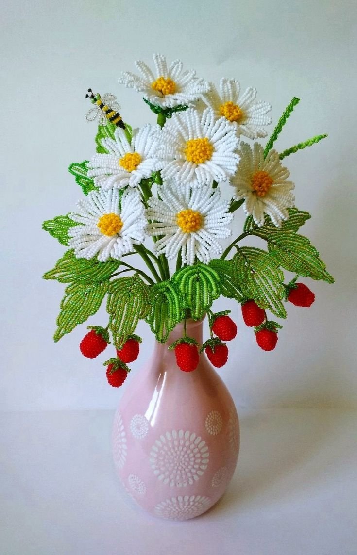 Букет летних цветов из бисера