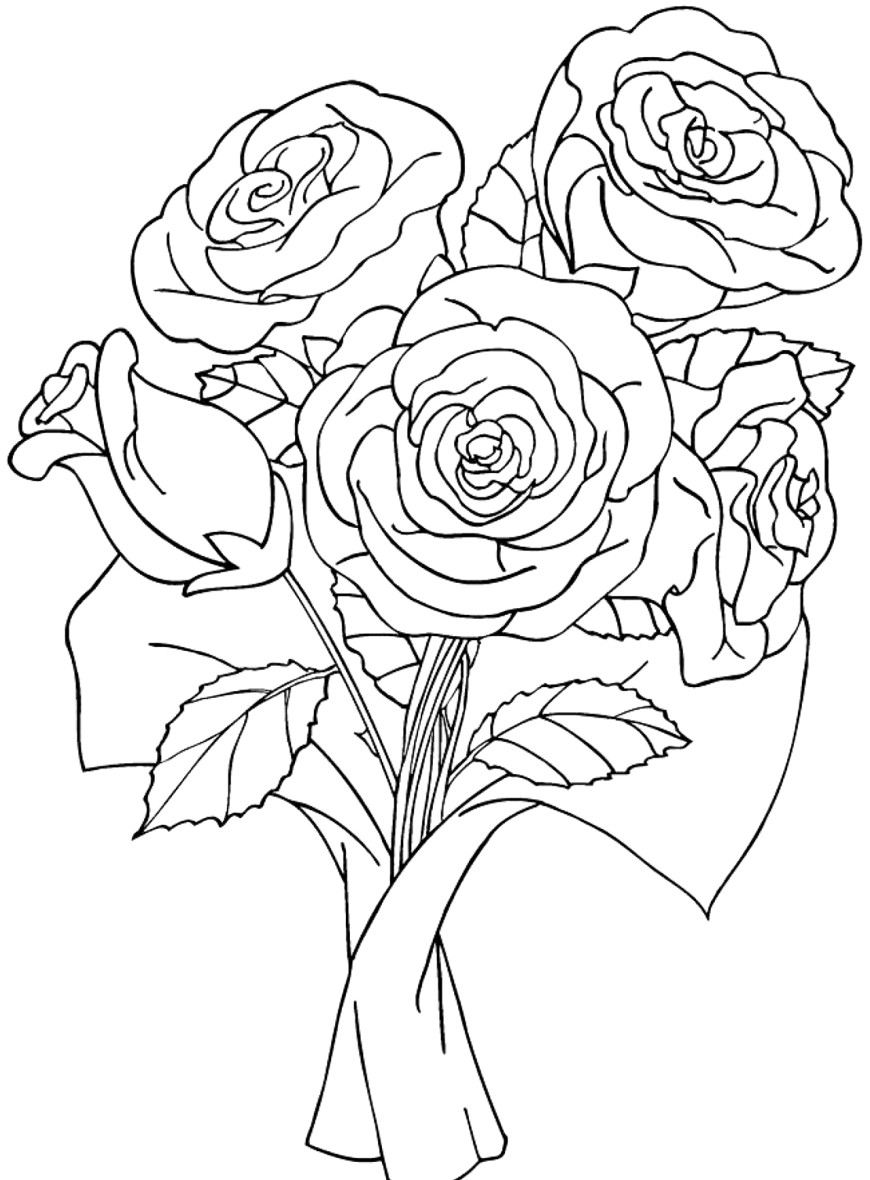 Раскраска цветы розы букеты