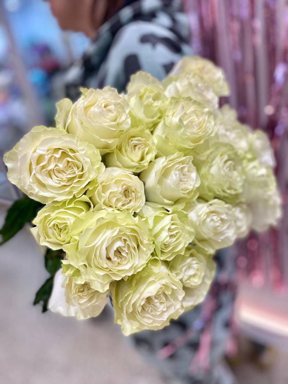 Белые розы сорта Проуд букет 25
