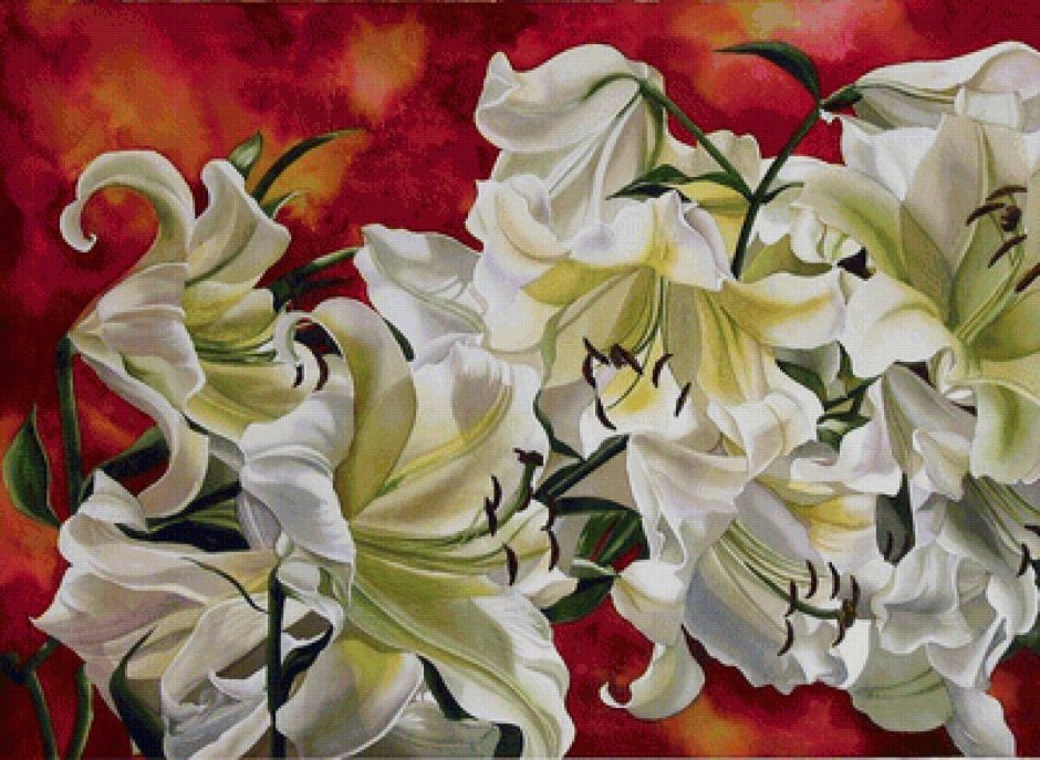 Белые лилии в живописи