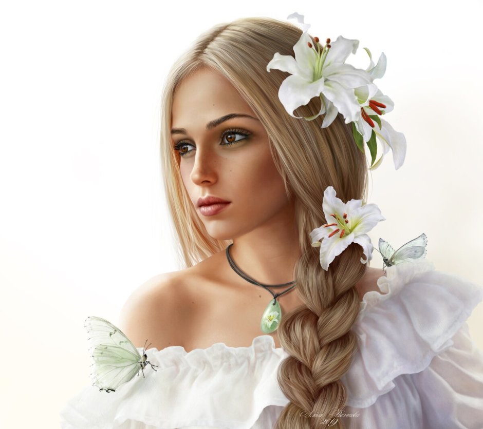 Девушка с цветами в волосах