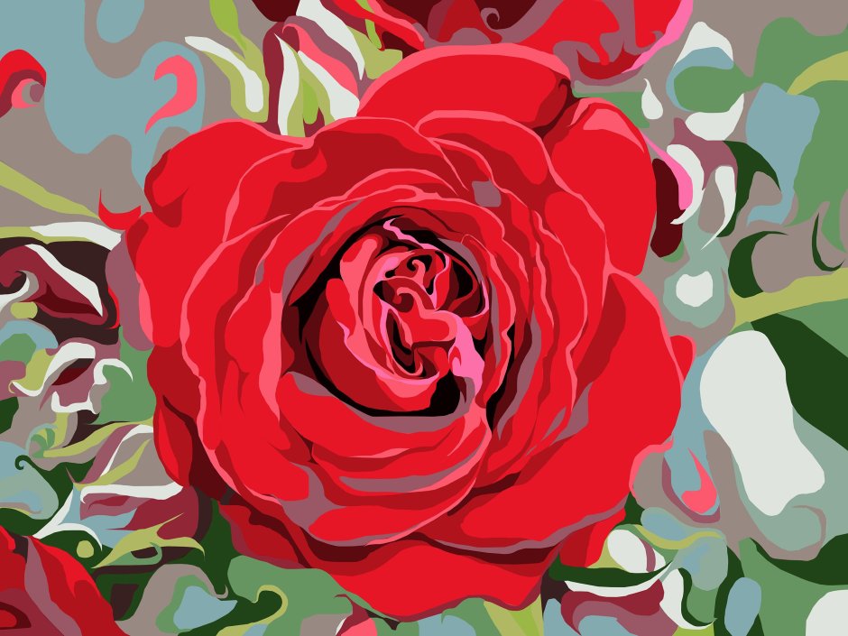 Цифровая живопись розы