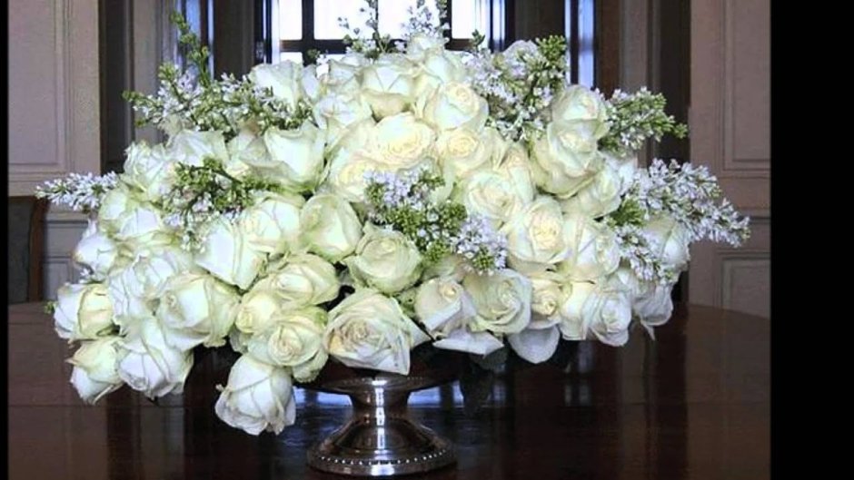Красивый букет белых роз