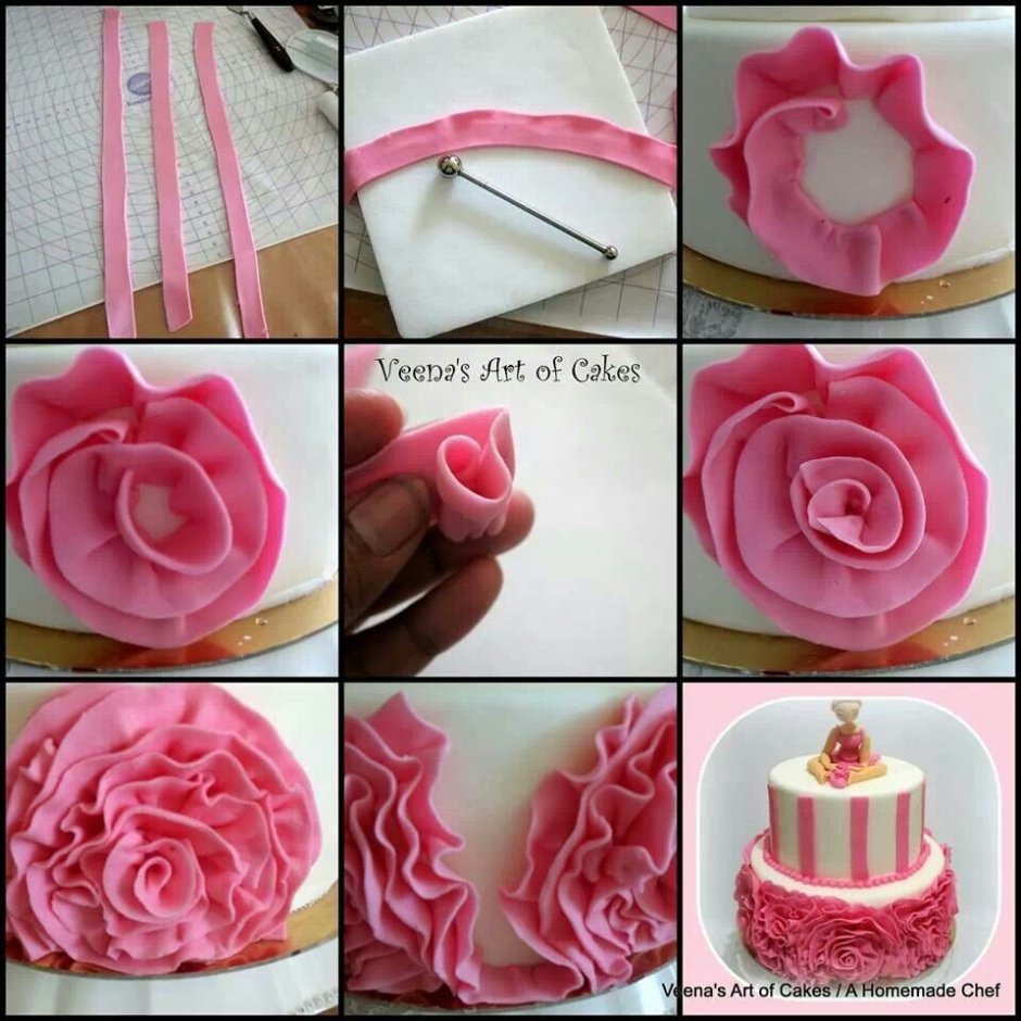 Украшение торта розами из мастики