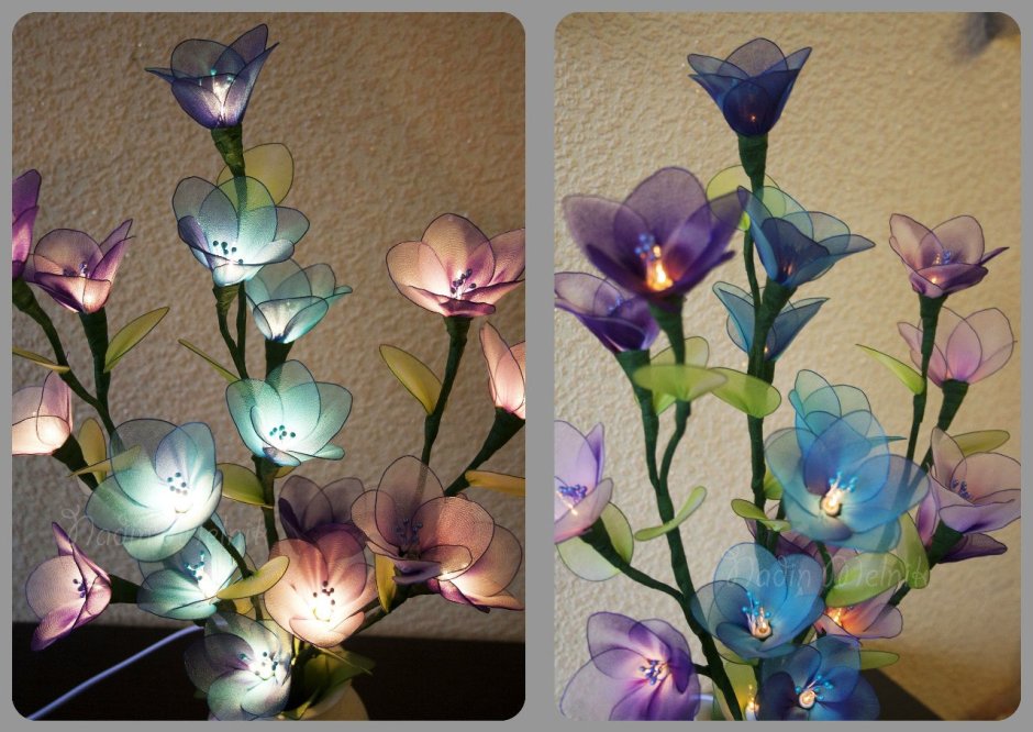 Цветы из капрона и проволоки светильники