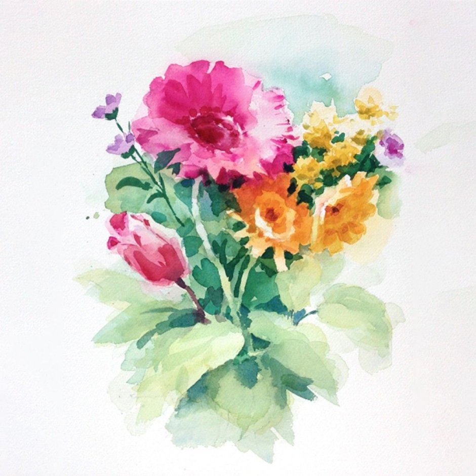 Рисование цветов акварелью