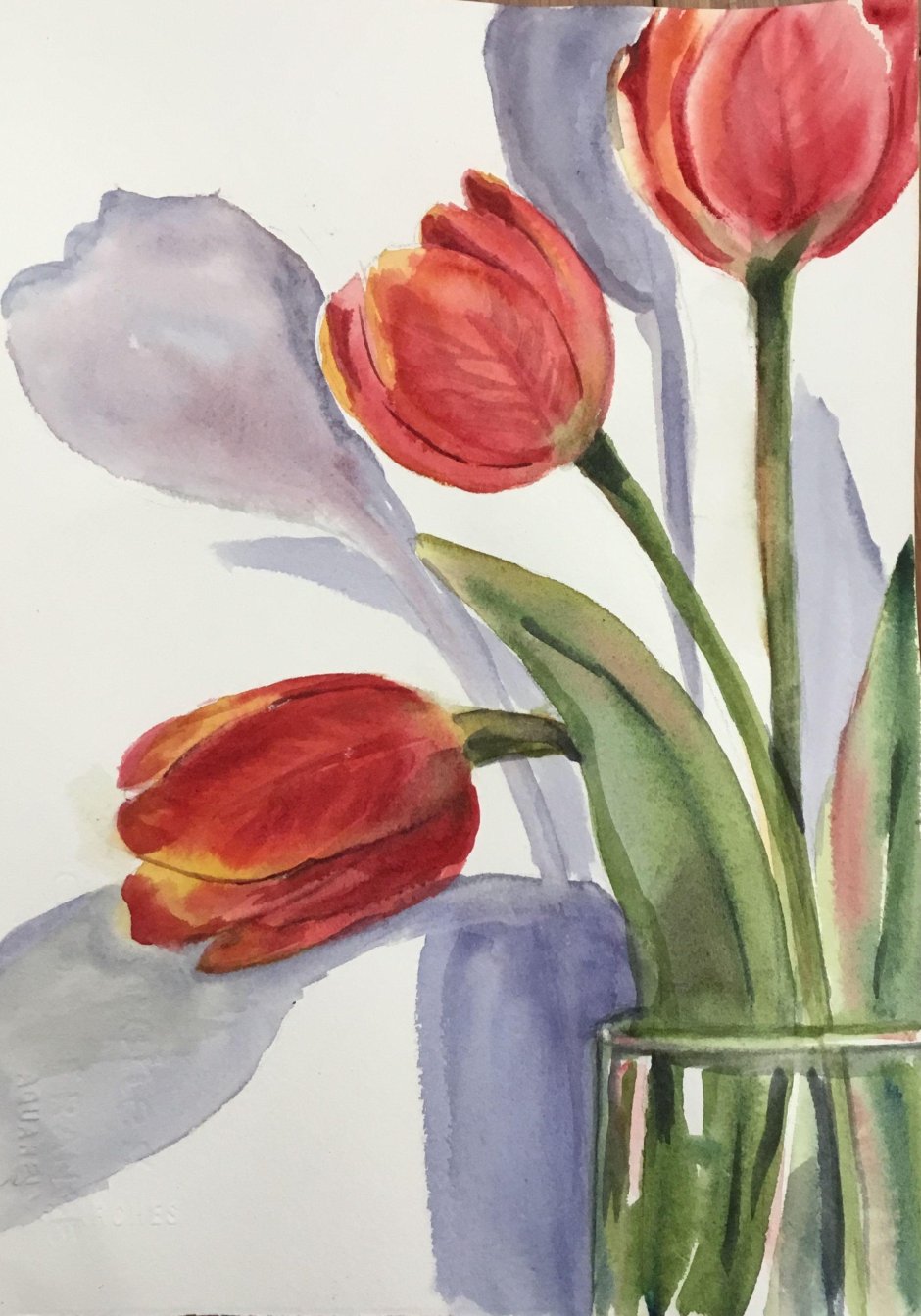 Рисование тюльпаны в вазе
