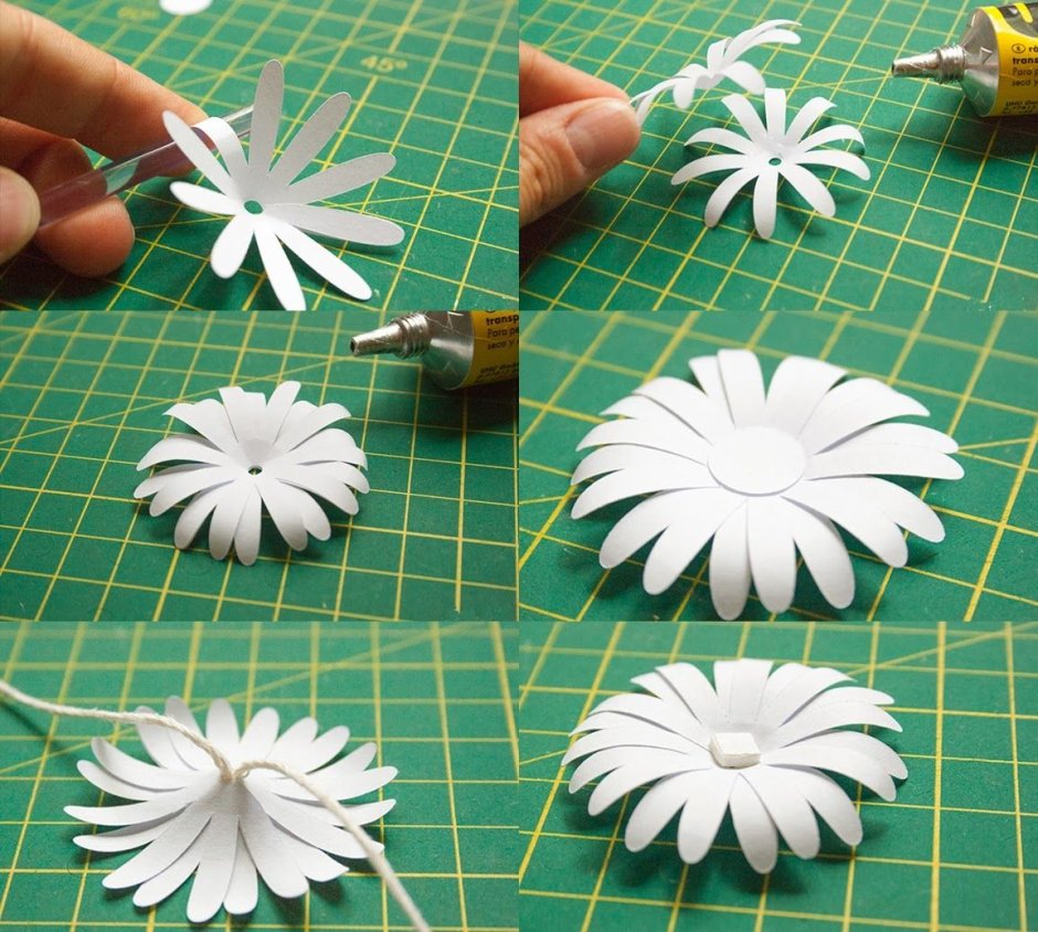 Маленькие объемные цветы из бумаги