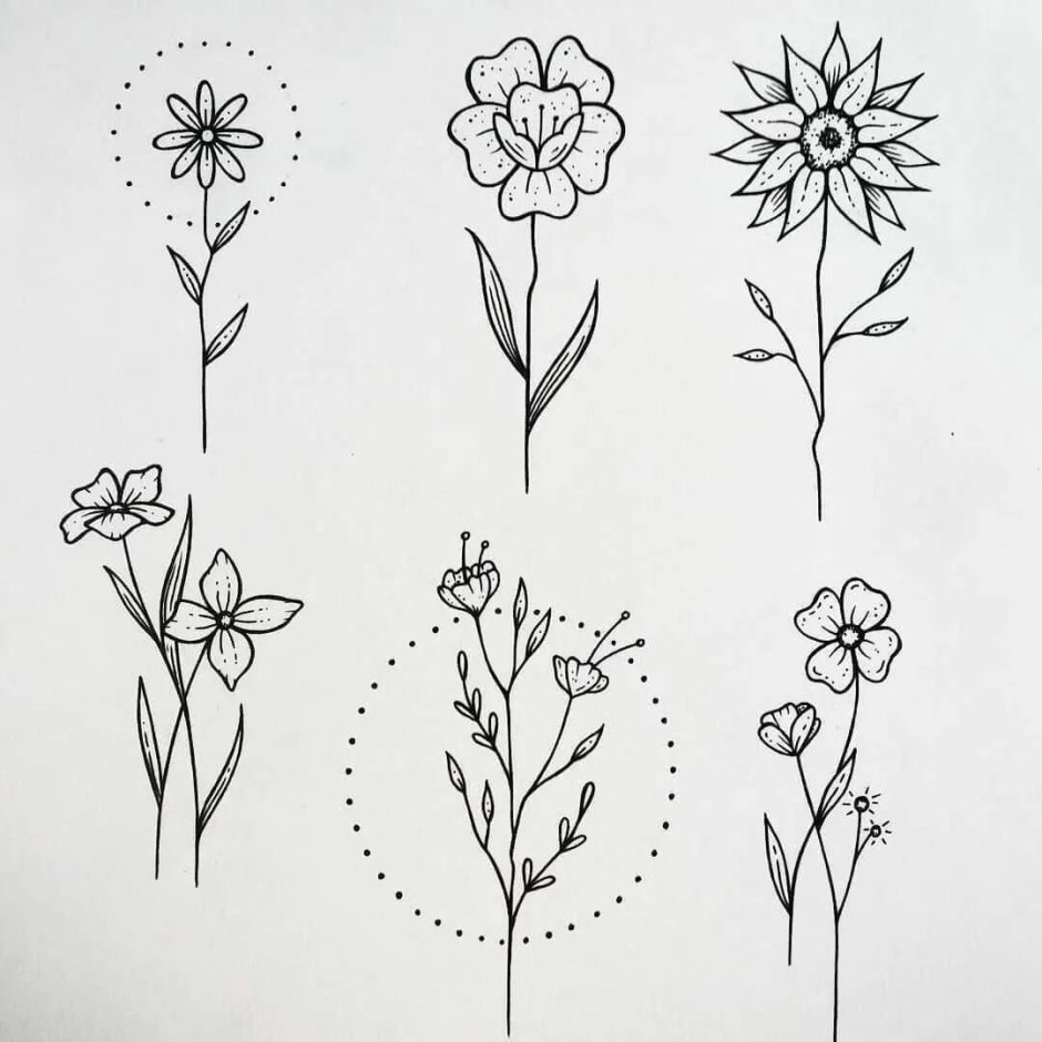 Эскизы рисунков цветов