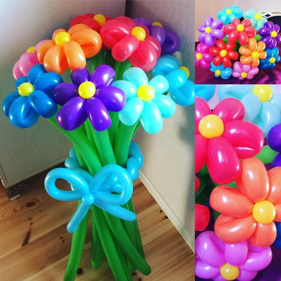 Цветы из круглых воздушных шаров