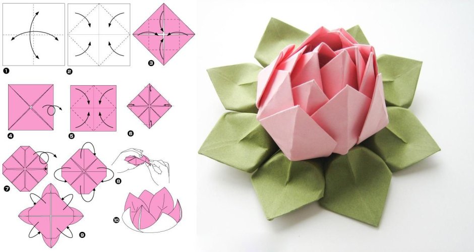 Оригами цветы объемные простые схемы