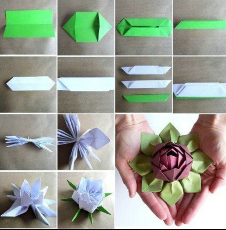 Оригами из бумаги цветок лотоса