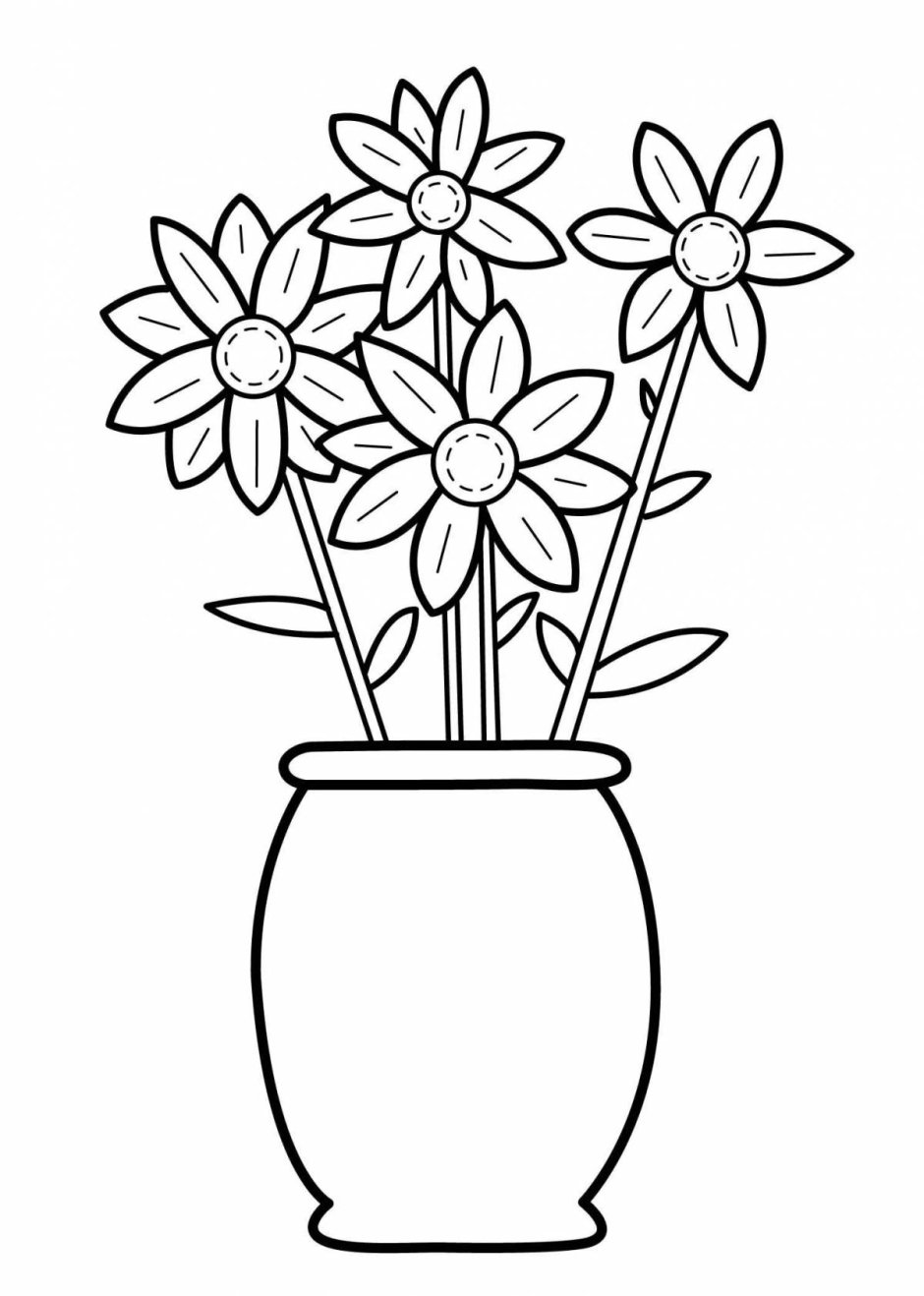 Цветы в вазе раскраска для детей