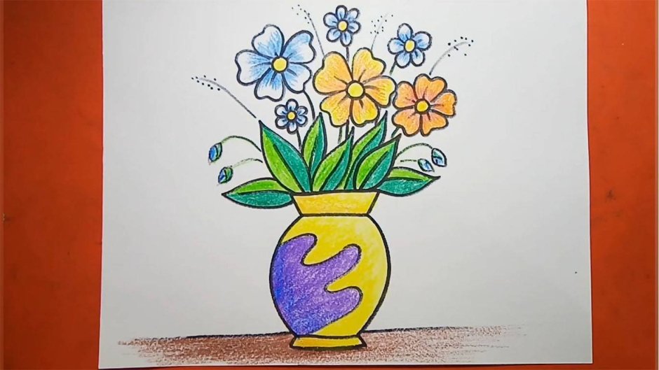 Ваза с цветами рисунок карандашом