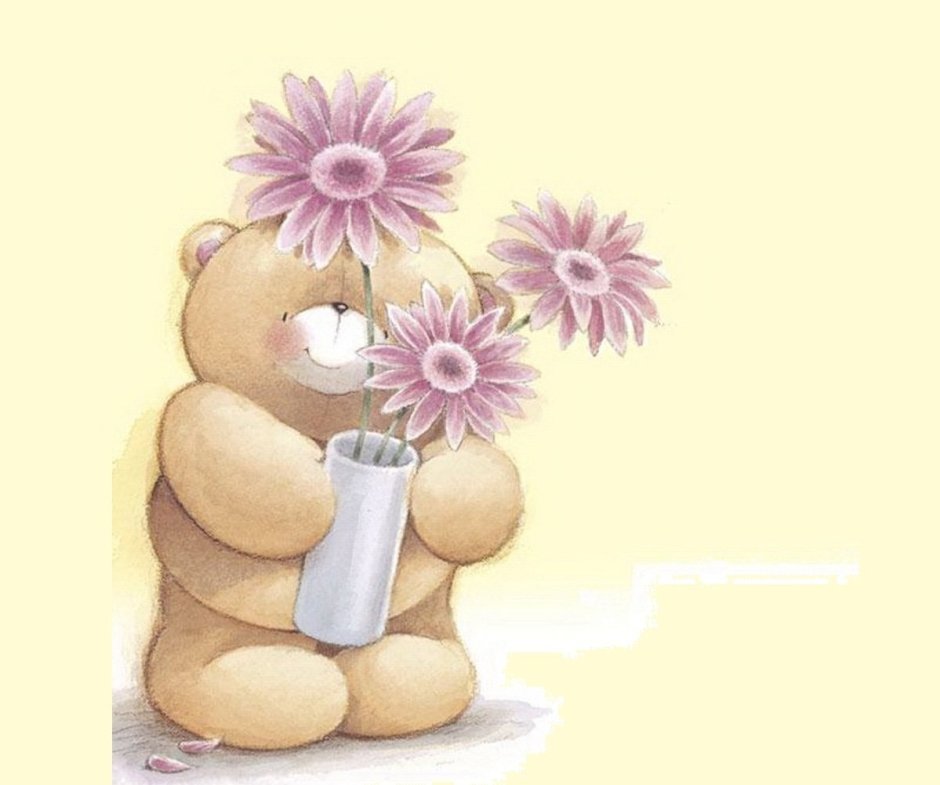 Медвежонок с цветами для мамы