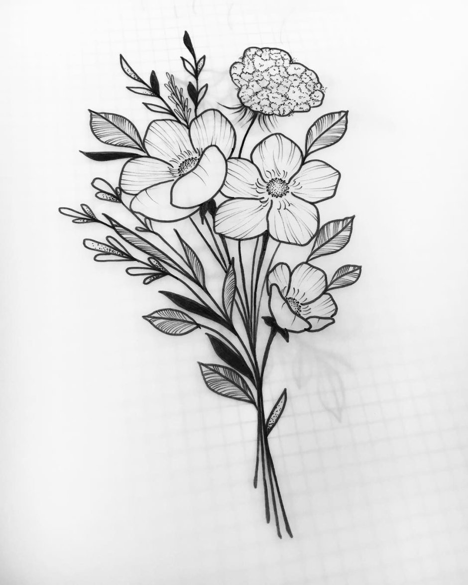 Эскизы рисунков цветов