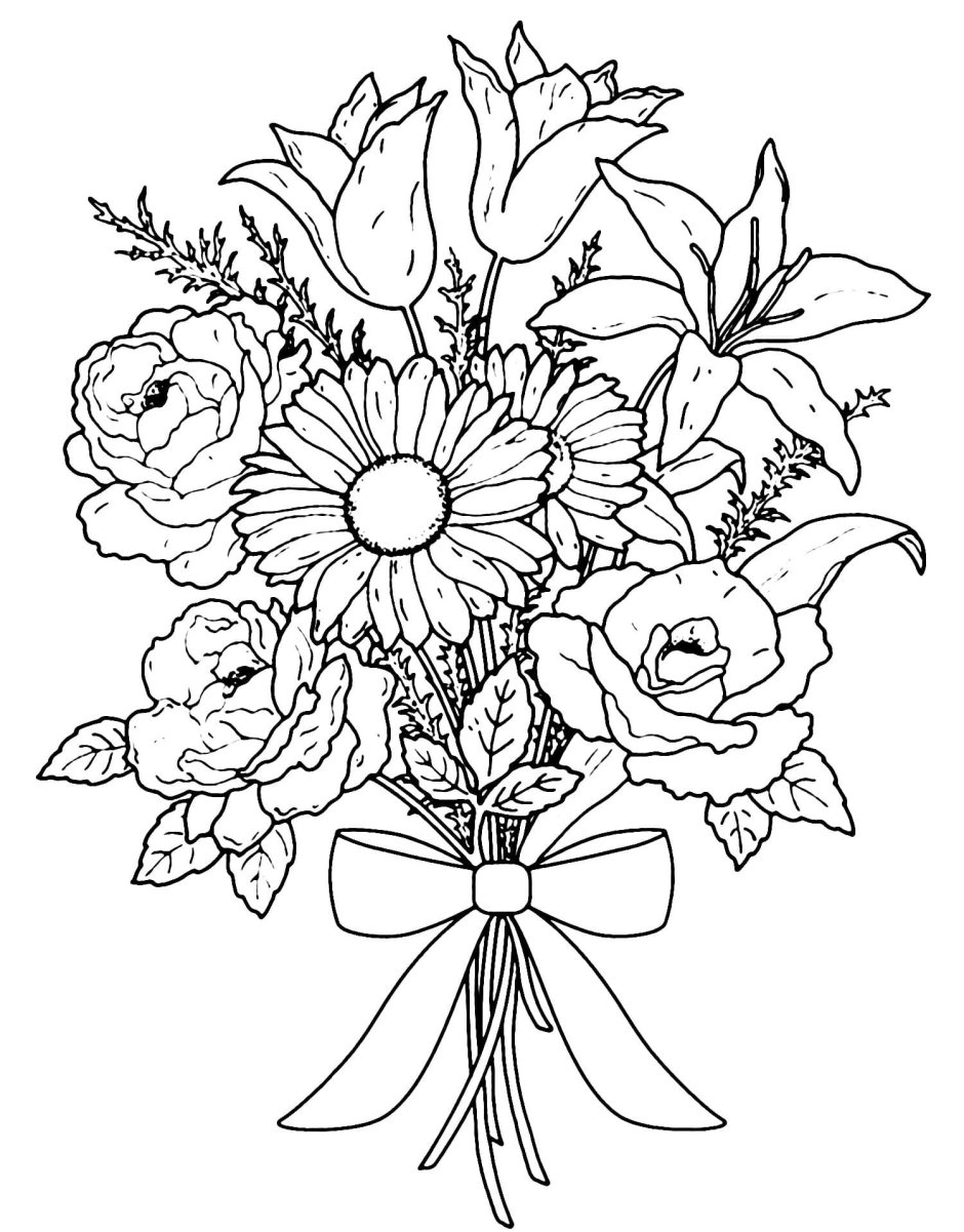 Букет цветов рисунок карандашом