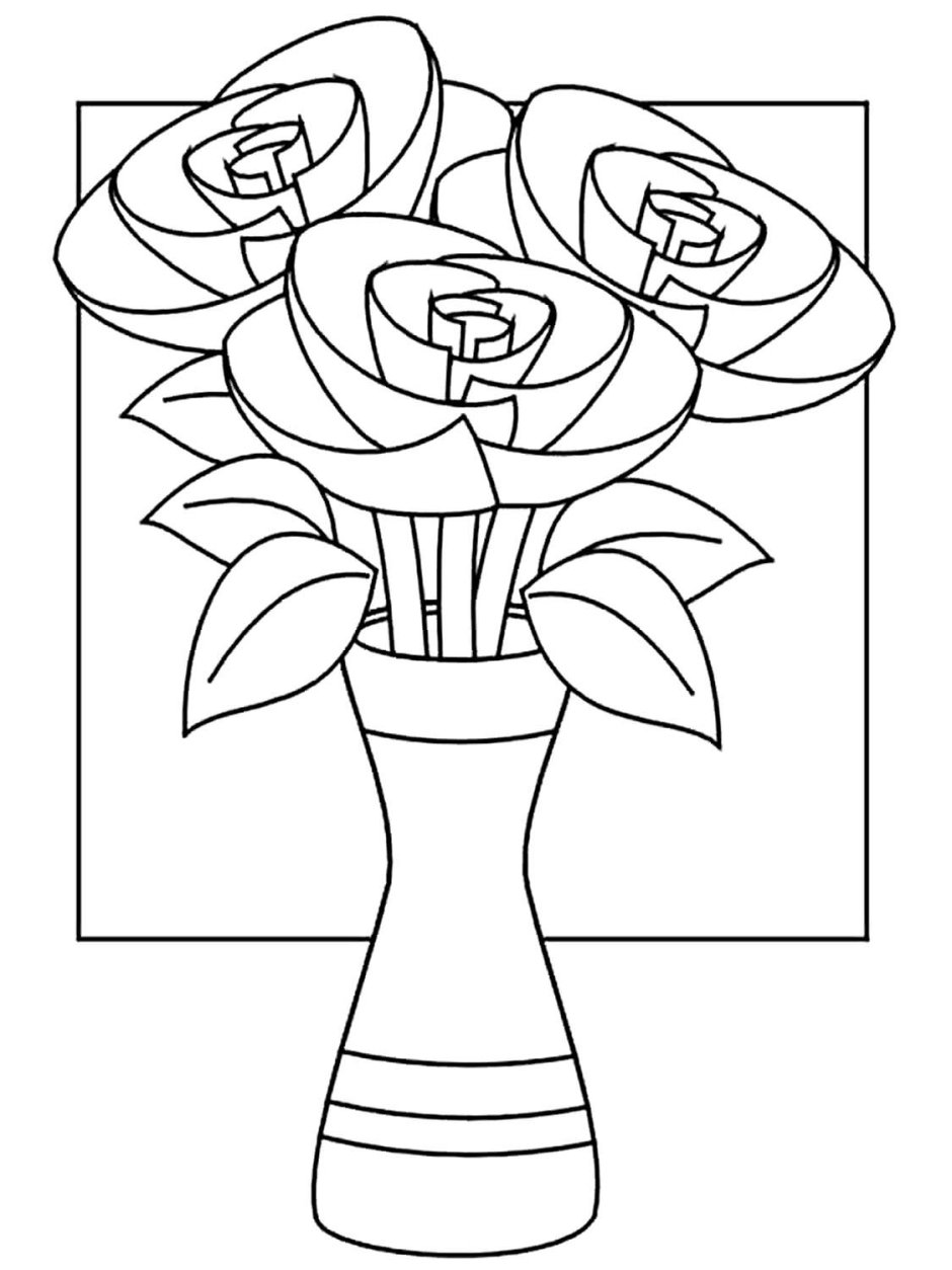 Разукрашка ваза с цветами