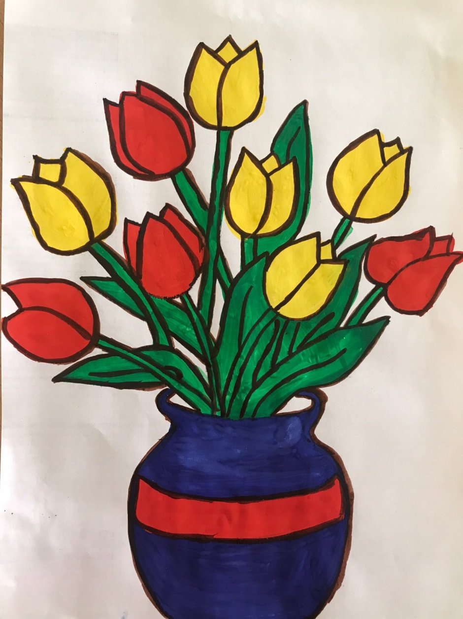 Букет цветов для рисования детьми