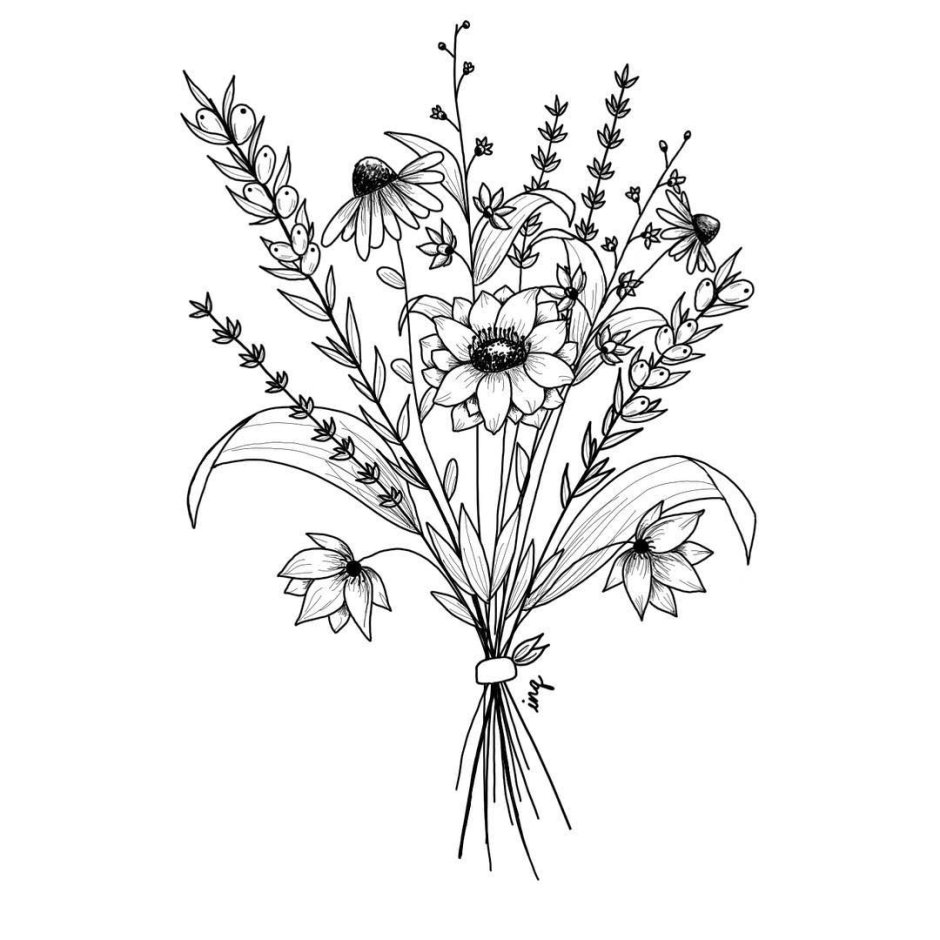 Цветы полевые тату рисунок