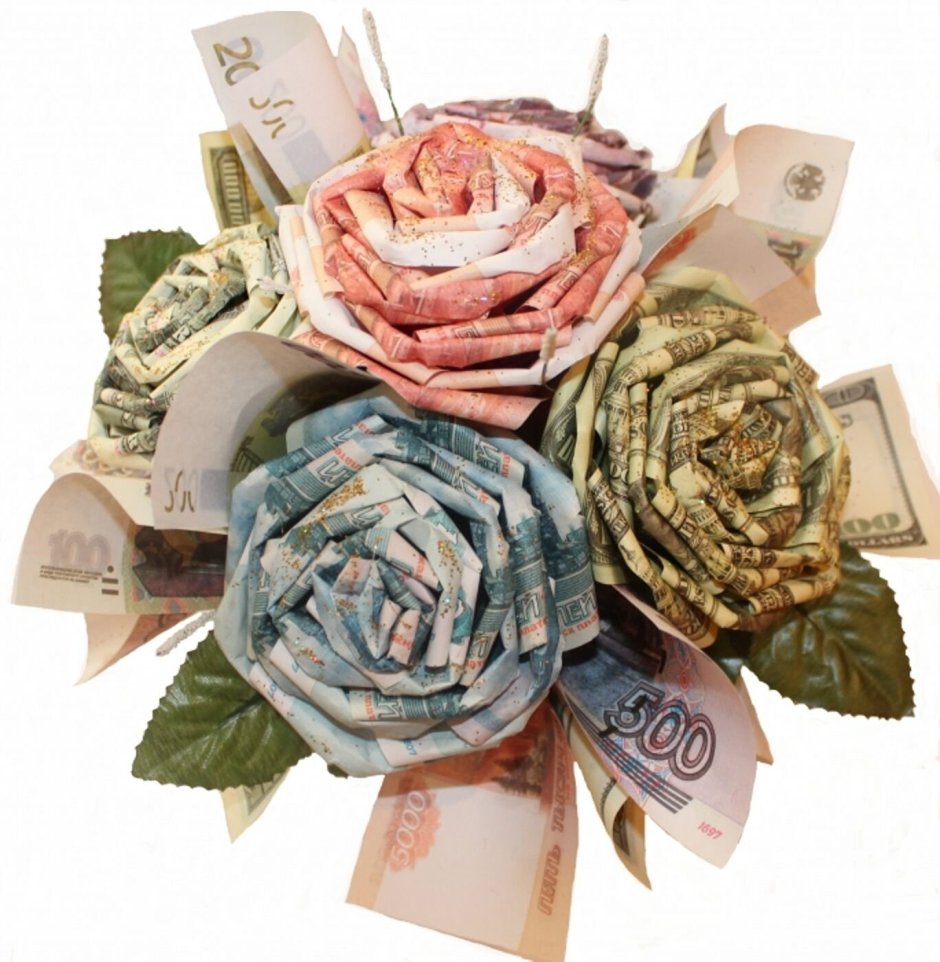 Букет из денег и цветов