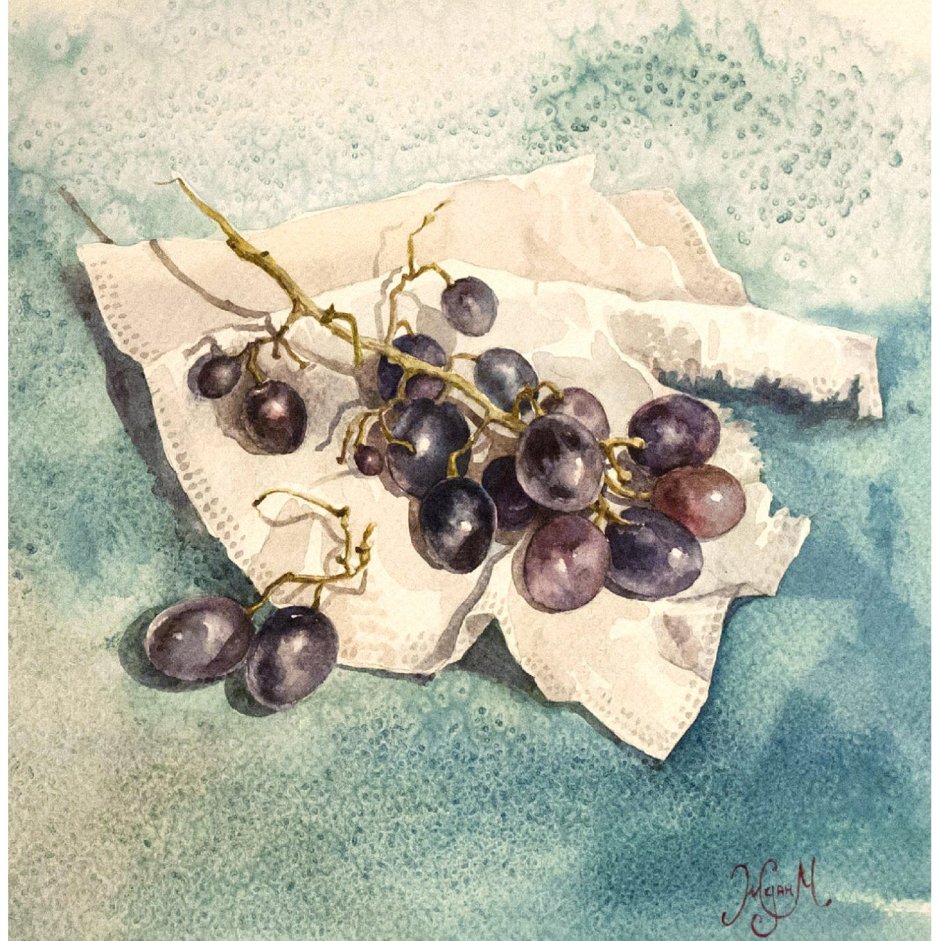 Андрияки виноград акварель