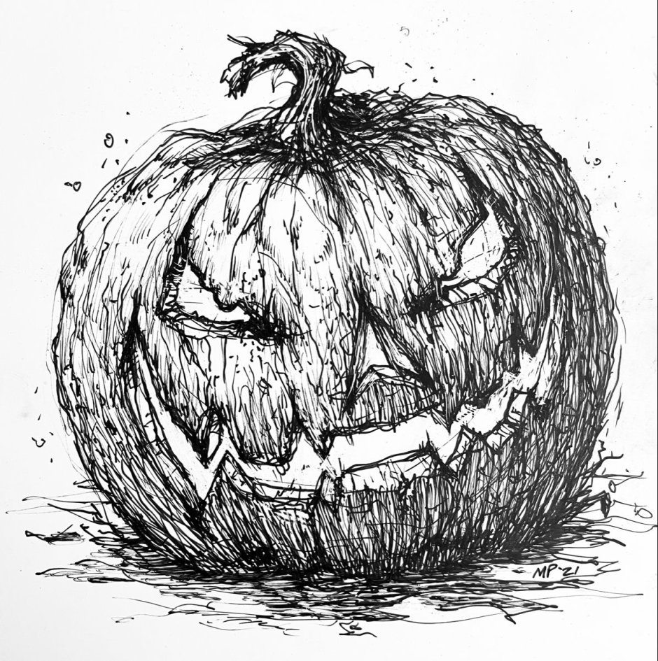 Эскиз хэллоуинской тыквы