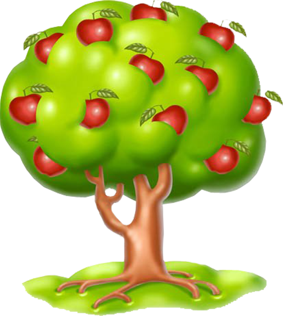 Дерево с яблоками мультяшное
