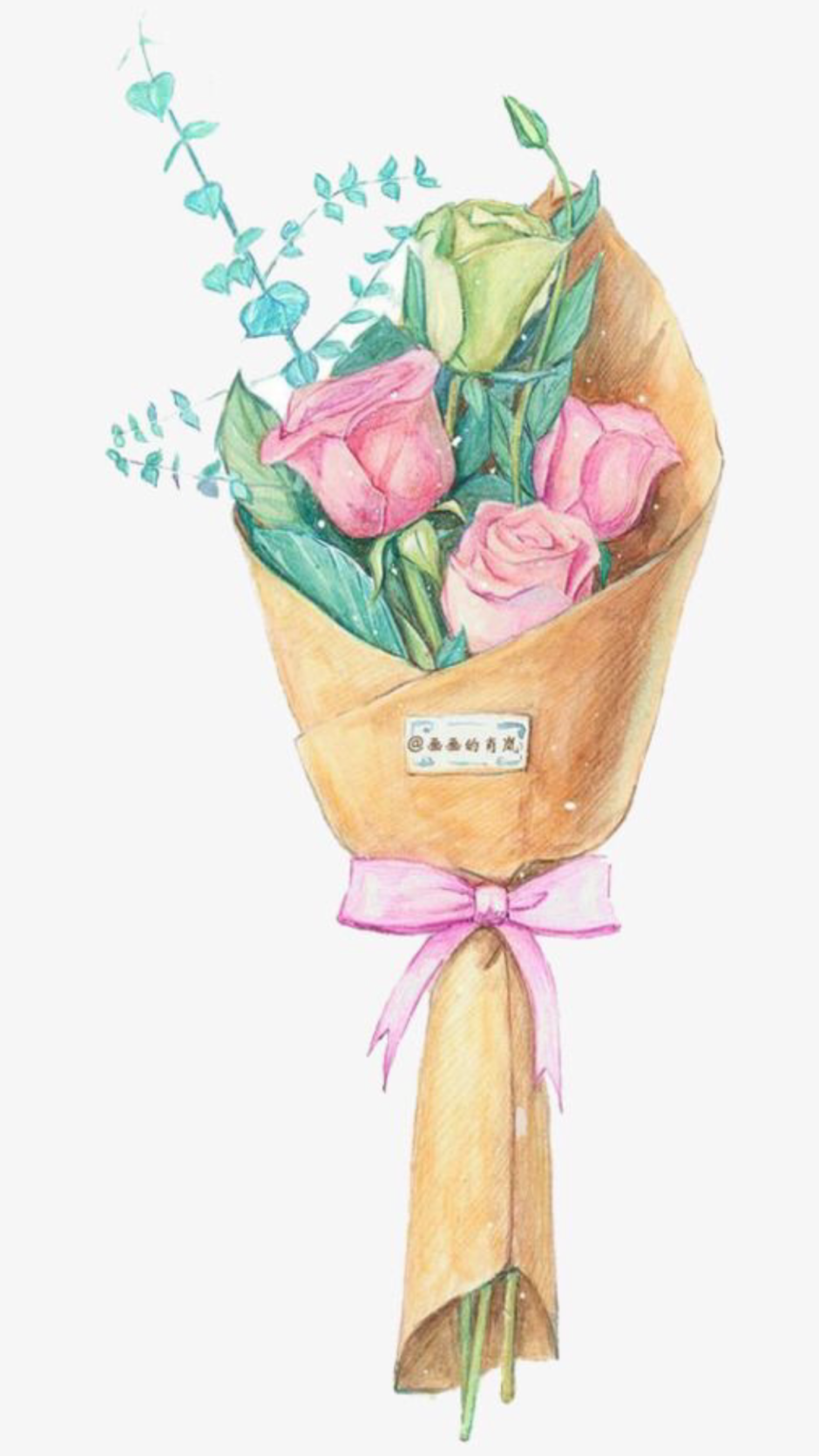 Красивый рисованный букет цветов