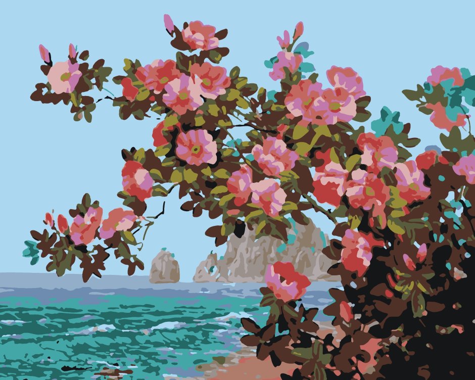 Картина по номерам цветы у моря