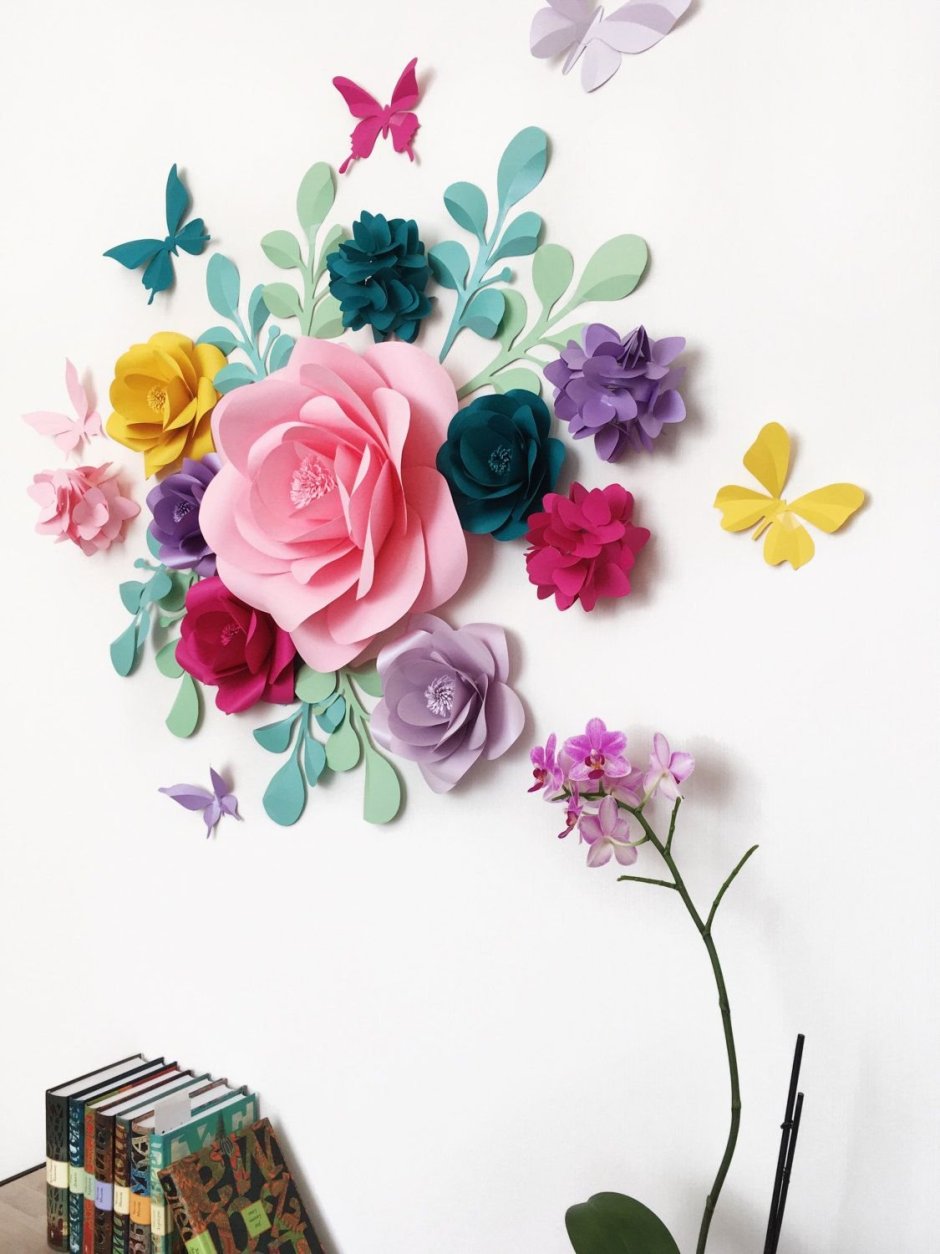 Объемные цветы на стену